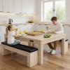 7-In-1 Games Table & Storage Benches x 2 - Oak