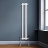 Traditional 3 Column Radiator 1500mm x 202mm Modern Central Heating Heater Gloss White Carbon Steel Vertical Wall Mounted Kitchen Living Room Bathroom Cleaning Brush Fixing Kit & Brackets