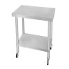 Catering Work Bench Table Stainless Steel Food Prep Kitchen Mobile 4 x Castor Wheels With 2 Brakes & 4 Adaptable Feet Adjustable Lower Shelf 3 Positions 160kg Load Capacity 60cm x 45cm x 86cm