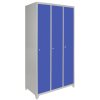 MonsterShop 3 Door Wide Steel Storage Lockers, Blue & Grey Metal Lockable Unit, School Staff Gym Changing