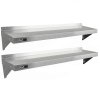 KuKoo Commercial Catering Corrosion Resistant x 2 Stainless Steel Kitchen Wall Shelf & Free Microfiber Cloths 1400mm x 300mm