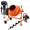 Earth Auger, Cement Mixer & 4 Stroke Post Driver Petrol Electric 70L Garden Drill Rammer Planting Fence Post Ground Hole Powerful Heavy-Duty Portable FREE Tool Kit, Protective Equipment & Carry Case