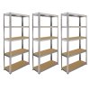 6 x Silver Racking Bay Units 5 Tier & Heavy-Duty Galvanised Steel 175kg Capacity Per Shelf Garage Shelves Storage Warehouse Shed Workshop Boltless 90cm x 30cm x 180cm