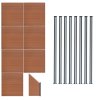 Composite Fence Panels, Angled Piece & LED Posts 6ft x 43ft - Brown