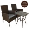 Garden Outdoor Rattan Bistro Set Furniture 3 PCs Patio Weave Companion Chair Table Set Conservatory Balcony 2 Seater Brown FREE Rain Cover