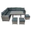 Rattan Corner Set With Composite Table - Grey