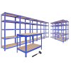 Racking Shelving Unit Boltless 5 Tier Garage Shelves Storage Organisation Workshop Shed Heavy Duty Steel Racks- 5 x 75cm wide racking, 2 x 90cm wide racking, 1 x workbench and 1 x rubber mallet
