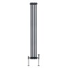 Traditional 2 Column Radiator 1800mm x 202mm Modern Central Heating Heater Matt Anthracite Grey Carbon Steel Vertical Wall Mounted Kitchen Living Room Bathroom Cleaning Brush Fixing Kit & Brackets