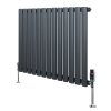 Oval Single Column Radiator & Valves - 600mm x 780mm - Anthracite Grey