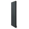 Aluminium Designer Radiator 1800mm x 475mm & TRV Chrome Valves Vertical Double Flat Panel Column Lightweight Modern Heater Matt Anthracite Grey Kitchen Living Room Cleaning Brush Fixing Kit Brackets