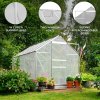 Greenhouse 6 x 8ft Aluminium Polycarbonate Steel Silver Weather Resistant Frame Support Bars Interchangeable Sliding Door 2 Roof Window Vents Walk In Gutter FREE W Clips