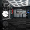 Vented Modular Interlocking Flooring Tiles x 225 Black With Edges & Hexagon LED Lighting 28 White Lights & Border 6500K 3 Mount Options & Suspended Ceiling Kit Single Garage Floor Mat 6m x 6m 36m2