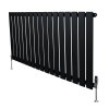 Flat Single Column Radiator & Valves - 600mm x 1190mm - Black