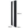 Oval Panel Radiator With Mirror 1800mm x 500mm & TRV Chrome Valves Designer Double Column Vertical Anthracite Grey Carbon Steel Wall Mounted Kitchen Living Room Cleaning Brush Fixing Kit & Brackets