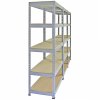 10 x Grey Racking Bay Unit 5 Tier Heavy Duty Steel Metal 200kg capacity Per Shelf Garage Shelves Storage Warehouse Shed Workshop Boltless Shelving 90 x 50 x 180cm Free Rubber Mallet