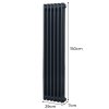 Traditional 2 Column Radiator 1500mm x 292mm Modern Central Heating Heater Matt Anthracite Grey Carbon Steel Vertical Wall Mounted Kitchen Living Room Bathroom Cleaning Brush Fixing Kit & Brackets