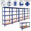4 Bay 180cm x 90cm x 45cm Blue 5 tier (280KG Per Shelf) 1400KG Capacity | With 1 x Workbench | Garage Shed Storage Metal Shelving Units