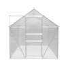 Greenhouse 6 x 8ft Aluminium Polycarbonate Steel Silver Weather Resistant Frame Support Bars Interchangeable Sliding Door 2 Roof Window Vents Walk In Gutter FREE W Clips