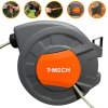 T-Mech Auto Rewind Hose Reel 20m + 2m, Wall-Mounted 8 Spray Nozzle Gun, Neat Retractable Hose-Pipe With Bracket And Fixings, 180?? pivot