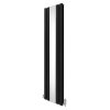 Flat Panel Radiator With Mirror 1800mm x 425mm & TRV Chrome Valves Designer Double Column Vertical Black Carbon Steel Wall Mounted Kitchen Living Room Cleaning Brush Fixing Kit & Brackets