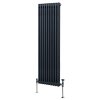 Traditional 2 Column Radiator 1800mm x 472mm Modern Central Heating Heater Matt Anthracite Grey Carbon Steel Vertical Wall Mounted Kitchen Living Room Bathroom Cleaning Brush Fixing Kit & Brackets