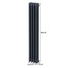 Traditional 3 Column Radiator 1800mm x 202mm Modern Central Heating Heater Matt Anthracite Grey Carbon Steel Vertical Wall Mounted Kitchen Living Room Bathroom Cleaning Brush Fixing Kit & Brackets