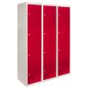 MonsterShop 3 x Metal Lockers, 4 Door Storage, Blue & Grey Metal Lockable Unit, School Staff Gym Changing Room