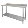 Prep Bench With Double Over-shelf Commercial Heavy Duty Work Table Kitchen Prep-table Stainless Steel Commercial Home Preparation Worktop 6ft