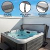 Hot Tub Cover Spa Lid 220cm x 220cm Square Grey Hard Top Weatherproof PVC Leather Foam 25KG/m3 Density Galvanized C-Channel UV Mildew Flame Resistant