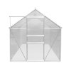 Greenhouse 6 x 10ft Aluminium Polycarbonate Steel Silver Weather Resistant Frame Support Bars Interchangeable Sliding Door 2 Roof Window Vents Walk In Gutter FREE W Clips