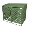 Double Sage Green Wheelie Bin Storage Shed Garden Latched Lockable Outdoor Dustbin Cover Store Unit Chain Lid