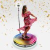 360 Photo Video booth 115cm Platform Rotating Selfie Spinner Party Wedding LED Ring Light Automatic Remote Control Bluetooth Adjustable Arm Slow Motion Battery or Mains Powered Flight Case Money Gun