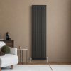 Oval Single Column Radiator & Valves - 1800mm x 480mm - Black