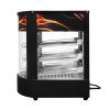 Food Warmer Cabinet Countertop Heated Glass Display Commercial Hot Food Pizza Pie Showcase Unit Black Steel Electric 30 - 85C Temperature Control Switch Internal Light 3 Tier Wire Shelving FREE Tongs