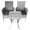 Garden Outdoor Rattan Bistro Set Furniture 3 PCs Patio Weave Companion Chair Table Set Conservatory Balcony 2 Seater Light Grey FREE Rain Cover