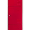 MonsterShop Metal Lockers 4 Door Storage, Flatpack Red & Grey Metal Lockable Unit, School Staff Gym Changing