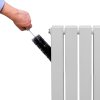 Designer Radiators 60 x 70cm Flat Panel Modern Central Heating Gloss White Horizontal Column Double Panel Wall Mounted Slimline Kitchen Living Room Bathroom Commercial Cleaning Brush & Fixing Kit