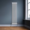 Traditional 2 Column Radiator 1800mm x 382mm Modern Central Heating Heater Gloss White Carbon Steel Vertical Wall Mounted Kitchen Living Room Bathroom Cleaning Brush Fixing Kit & Brackets