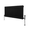 Traditional 2 Column Radiator 300mm x 832mm Modern Central Heating Heater Matt Black Carbon Steel Horizontal Wall Mounted Kitchen Living Room Bathroom FREE Cleaning Brush Fixing Kit & Brackets