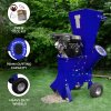Petrol Wood Chipper 7HP Garden Shredder Mulcher Heavy Duty 4 Stroke Tree Timber Brush Branch Chipping Shredding 76mm Cutting Capacity 3600RPM Blade Speed Compact Portable Wheels FREE PPE & Tool Kit