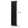 Traditional 2 Column Radiator 1500mm x 292mm Modern Central Heating Heater Matt Black Carbon Steel Vertical Wall Mounted Kitchen Living Room Bathroom Cleaning Brush Fixing Kit & Brackets