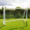 Football Goal Net 12 x 6ft All Weather PVC Goalpost 30ply Knotted Netting 24 Clips Portable Training Practice Indoor Outdoor Quick Slot & Click Assembly 5 Hole Target Sheet Bungee Straps & Carry Bag