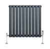Oval Single Column Radiator & Valves - 600mm x 600mm - Anthracite Grey