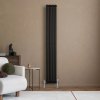 Oval Single Column Radiator & Valves - 1800mm x 240mm - Black