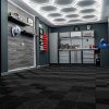 Vented Modular Interlocking Flooring Tiles x 120 Black With Edges & Hexagon LED Lighting 14 White Lights & Border 6500K 3 Mount Options & Suspended Ceiling Kit Single Garage Floor Mat 3.2m x 6m 19.2m2
