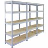 10 x Grey Racking Bay Unit 5 Tier Heavy Duty Steel Metal 200kg capacity Per Shelf Garage Shelves Storage Warehouse Shed Workshop Boltless Shelving 90 x 50 x 180cm Free Rubber Mallet