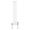 Traditional 3 Column Radiator 1500mm x 202mm Modern Central Heating Heater Gloss White Carbon Steel Vertical Wall Mounted Kitchen Living Room Bathroom Cleaning Brush Fixing Kit & Brackets