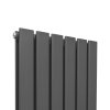 Designer Radiators 180 x 42cm Flat Panel Modern Central Heating Anthracite Grey Vertical Column Double Panel Wall Mounted Slimline Kitchen Living Room Bathroom Commercial Cleaning Brush & Fixing Kit
