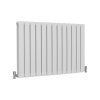 Designer Radiators 60 x 91cm Flat Panel Modern Central Heating Gloss White Horizontal Column Double Panel Wall Mounted Slimline Kitchen Living Room Bathroom Commercial Cleaning Brush & Fixing Kit