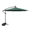 LED Cantilever Parasol 3m With Half Fan Base - Green